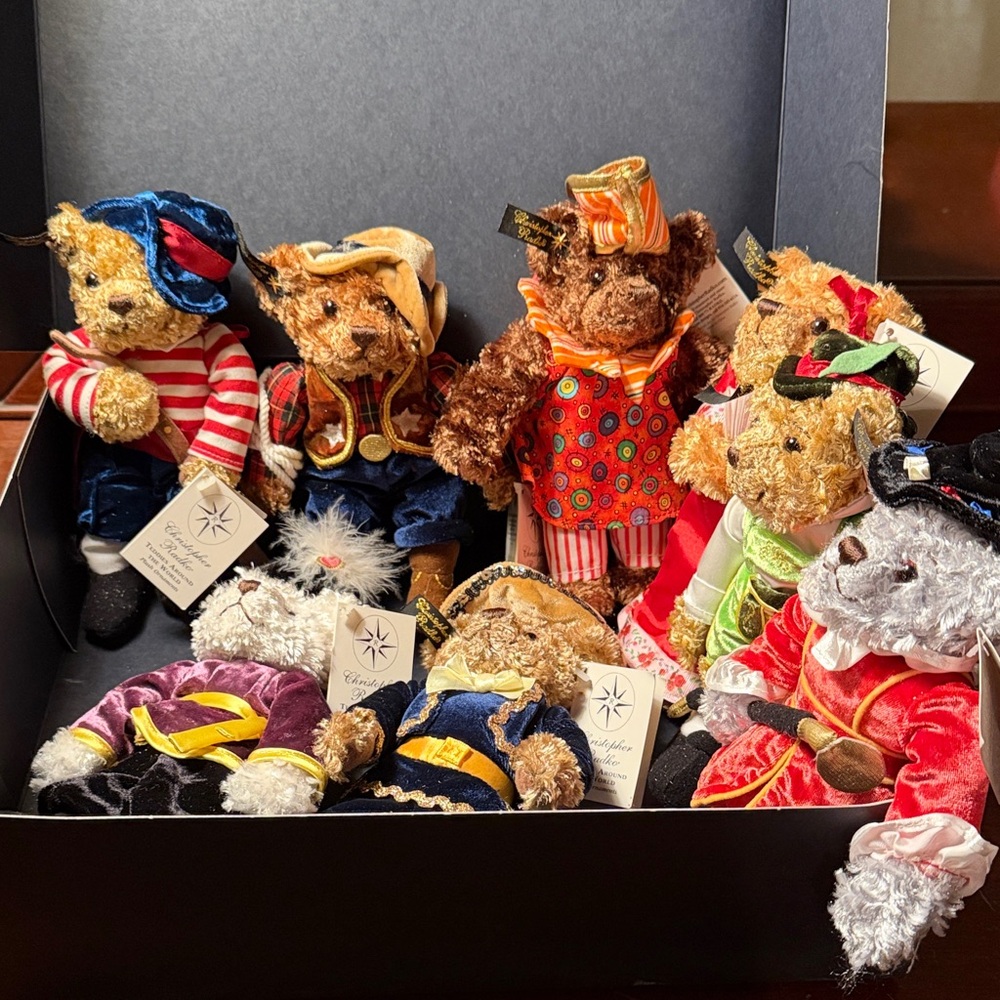 Christopher Radko Festive Bear Plush Ornaments